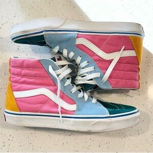 Vans High-Top Sneakers - Pink, Blue, and Yellow Size: 8.0